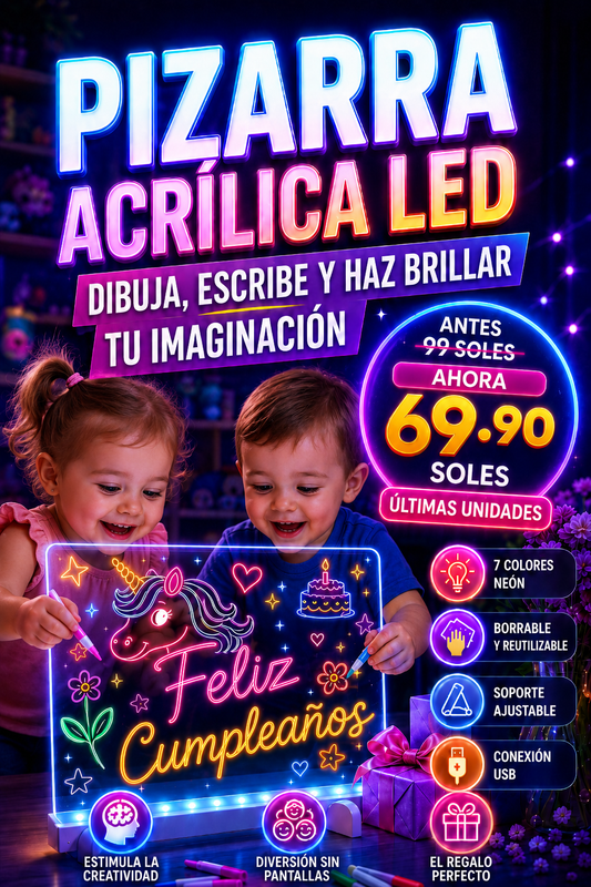PIZARRA ACRILICA LUZ LED